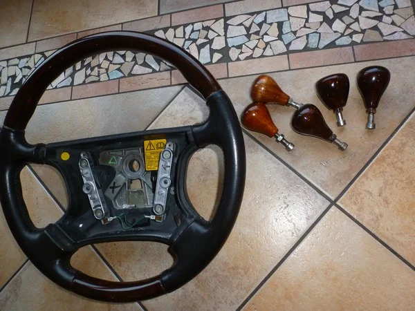 Handcrafted wooden steering wheel for classic car